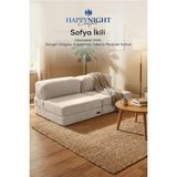 Happy Night Sofya İkili Koltuk | Oyun Koltuğu | Sünger Koltuk | Sinema Koltuğu. 90X180 cm - Krem
