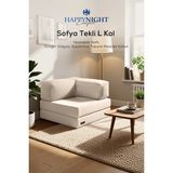 Happy Night Sofya Tekli Koltuk L Kol | Oyun Koltuğu | Sünger Koltuk | Sinema Koltuğu. 90X90 cm - Krem