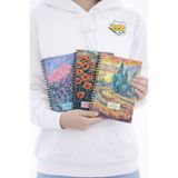 Happy Notes A5 Spiralli Karton Kapak Çizgili Okul Defteri 80 yaprak 3'lü Set - Ders Programlı van gogh defter