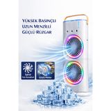 Happy Owl Şarjlı Mini Klima - Buzlu Vantilatör – RGB LED Işıklı, Uzaktan Kumandalı, Su ve Buz Etkili Serinletici Fan | Güçlü Spiral Kanat, Sessiz Motor, Uzun Menzilli Rüzgar, 2 Yıl Garanti