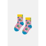 Happy Socks - 4-6 Yaş Açık Pembe Şirine ve Çiçek Desenli Çocuk Pamuklu Çorap - 4 - 6 Yaş