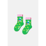 Happy Socks - 4-6 Yaş Şirinler Desenli Yeşil Çocuk Pamuklu Çorap - 4 - 6 Yaş