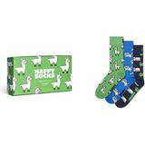 Happy Socks Erkek Çok Renkli Desenli 3’lü Pamuklu Çorap Seti P003366 - 41 - 46 - Yeşil