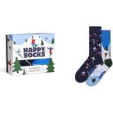 Happy Socks Erkek Çok Renkli Kış Temalı Pamuklu 2’li Çorap Seti P003376 - 41 - 46 - Beyaz