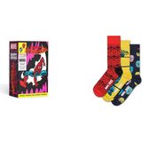 Happy Socks Erkek Çok Renkli Spıder-Man Desenli Pamuklu 3’lü Çorap Seti P003614 - 41 - 46 - Mor