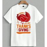 Happy Thanksgiving Hindi Kus 2 Unisex Oversize Tişört Beyaz - L