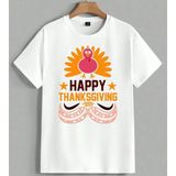 Happy Thanksgiving Hindi Kus 3 Unisex Oversize Tişört Beyaz