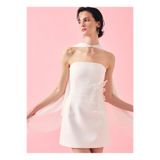 happy to wear Beyaz Kadın Straplez Slim Fit Elbise Couture-Beyaz