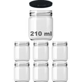 Happy Trend 10-1000 ml Farklı Boyutlarda Kavanoz (10-1000 Arası) cc Konserve Metal Kapaklı Cam Kavanoz 6 Adet (Şeffaf, 210 Cc)