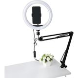 Happy Trend 10 Inç Ring Light Masaüstü Kelepçeli Kol | 3 Işık Modu, 10 Parlaklık Seviyesi, USB Güçlü LED Canlı Yayın Işığı, Esnek Telefon Tutucu, 360° Ayarlı, Canlı Yayın – Video – Zoom – Makyaj Işığı - Sarı