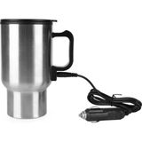 Happy Trend 12 V Araba Isıtma Kupası Paslanmaz Çelik Seyahat Kahve Kupası Yalıtımlı Isıtmalı Termos Kupa Içi Plastik Ile, 450 ml Araç Su Isıtıcısı Su, Kahve, Süt, Çay Için - Gümüş
