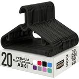 Happy Trend 20 Adet Slim Plastik Elbise Askısı, Gardrop Için Alan Tasarruflu Pantolon Gömlek Ceket Etek Askısı, Kıyafet Askısı, 38.5 cm x 18 cm (20, Siyah) - Standart