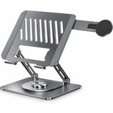 Happy Trend 2'si 1 Arada Laptop Standı, Karbon Çelik 360° Döner Yükseklik Ayarlı, Gizlenebilir Magsafe Uyumlu Telefon Tutuculu Notebook Standı, MacBook Uyumlu, 17.3 Inçe Kadar Gri
