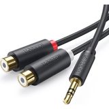 Happy Trend 3.5mm Erkek - 2 Rca Dişi Jaklı Stereo Ses Kablosu Y Adaptörü Altın Kaplama Kulaklık Kablosu, 25CM, 10547