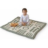 Happy Trend 3D Yumuşak Organik Pamuk Emekleme Battaniyesi – Gots Sertifikalı, 100X100 Cm, Montessori Tasarım, Motor Beceri Gelişimi Için, Çift Taraflı, Iplik Ucu Içermez, Yıkanabilir ve Sürdürülebilir - Nilüfer Yeşili - Doğal