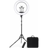 Happy Trend 54 Cm) Profesyonel Ring Light – 210 cm Ayarlanabilir Tripodlu, 3'lü Telefon Tutuculu, 3 Işık Modlu, Parlaklık Ayarlı, USB Güç Girişli Stüdyo & Canlı Yayın Işığı - Beyaz