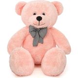 Happy Trend 80 cm Dev Pelüş Ayıcık,papyonlu Peluş Ayı,yumuşak ve Sevimli Büyük Boy Oyuncak Ayı,sarılmalık Papyonlu Ayıcık,sevgiliye Hediye (Pembe)