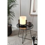 Happy Trend Abajur – 23X23 cm Kompakt Kare Taban, 23 cm Yükseklik, Doğal Ahşap Görünümlü Modern Masaüstü Aydınlatma, E27 Duy Tipi Uyumlu, LED Ampul ile Kullanılabilir, Göz Yormayan Işık, Yatak Odası (Black) - Sarı