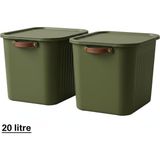 Happy Trend Adet Modern Kapaklı Büyük Boy Saklama Kutu Seti -20 Litre – Yeşil- Taşınabilir Kulplu, Dolap Içi Düzenleyici, Çok Amaçlı Organizer Kutu, Oyuncak & Kıyafet Kutusu - Standart