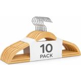 Happy Trend Ahşap Gibi Askı Çevre Dostu, Takım Elbise, Ceket ve Pantolon Için Pantolon Çubuğu ile | Ahşap Finish Ağır Hizmet Elbise Askısı Omuz Çentikli Askılı Elbiseler | 10'lu Paket - Standart