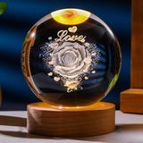 Happy Trend Ahşap Standlı Cam Küre Işıklı Göz Yormayan Ay Motifli Masaüstü Aydınlatma Gece Lambası Dekoratif Çocuk Odası Salon Yatak Odası Lamba 6cm x 6cm (Love Rose) - Çok Renkli