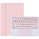 Happy Trend Apple iPad Pro 11 2024 M4 5. Nesil 11 Inch Tablet ile Uyumlu Bluetooth Touchpad Klavye + Standlı Kılıf - Bkk5 Pembe