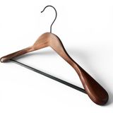Happy Trend Askı, Kalın Omuz Formlu Takım Elbise Askısı, Ceket Askısı, Ceviz Renk, 5 Adet, 45 cm - Kahverengi