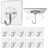 Happy Trend Askısı 10 Adet Şeffaf Iz Bırakmayan Güçlü Yapışkanlı Kapı Arkası Banyo Mutfak Düzenleyici Metal Kanca Askılık Güçlü Tutuş - Standart