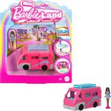 Happy Trend Barbie Mini Barbieland™ Bebek ve Araç Barbie Mini Barbieland Bebek ve Araç Seti, 4 cm Bebek ile Renk Değiştiren Havuzuyla Rüya Karavanı HYF39 - Çok Renkli