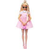 Happy Trend Barbıe Stil Ikonu™ Bebek - Sarı Saçlı Klasik Barbie Tarzındaki Büyük Fiyonklu Pastel Pembe Elbisesiyle Sarı Saçlı Barbie Stil Ikonu Bebek (3) HYV27 - Beyaz