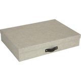 Happy Trend Bıgso Box Of Sweden Sverker Belge Kutusu, A3 Formatında Belgeler Için, Kapaklı ve Saplı Çalışma Masası Rafı, Lif Levha ve Kağıt Saklama Kutusu, Keten Görünümlü, Bej