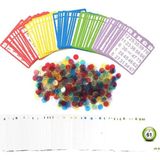 Happy Trend Bingo Kartları Oyun Seti - 50 Bingo Kartı, 500 Renkli Şeffaf Bingo Cipsi ve Arama Kartı Destesi Içerir, Bingo Oyunları Için Harika, Okul Sınıfı Aile Toplama Etkinliği - Karışık Renk