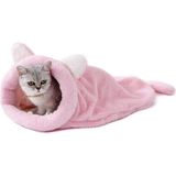 Happy Trend Bobi Kedi Yatağı Evcil Hayvan Kedi Minderi Yumuşak Kedi Tüneli Uyku Tulumu Yatak Kulübesi (Pembe) - Standart