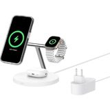 Happy Trend Boostcharge 3'ü 1 Arada Qi2 Şarj Cihazı, Magsafe Uyumlu Kablosuz Şarj Istasyonu, Apple iPhone 17 Serisi, Apple Watch, Kaymaz Tabanlı Airpods Için Qi2 Kablosuz Şarj Aleti, Psu Dahil - Beyaz