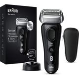 Happy Trend Braun Series 8 Erkek Tıraş Makinesi, 3+1 Tıraş Başlığı, Hassas Elektrikli Tıraş Makinesi ve Düzeltici, Sonic Teknolojisi ve Kontur Ayarlı 40° Başlık, Islak ve Kuru, 8410S, Siyah