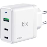 Happy Trend BX3P65G 65W Gan Qualcom 4.0 2*type-C & Usb-A 3 Portlu, MacBook Air, iPad Air, iPhone 17/16/15/14/14 Max iPhone /13/13 Max, Galaxy S24/S23/S22/S21 Uyumlu BX-3P65G Şarj Cihazı Beyaz