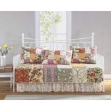 Happy Trend Chezmoi Collection Delaney 5 Parça Çiçekli Yama Işi Günlük Yatak Örtüsü Seti, Önceden YIKANMIŞ%100 Pamuk Yorgan Örtüsü Seti, Günlük Yatak Boyutu