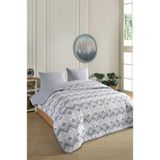 Happy Trend Çift Kişilik Desenli Kapitone Çift Taraflı Renkli Pike Yatak Örtüsü Takımı 200X230 cm (Çarşafsız) (Gri)