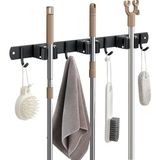 Happy Trend Clxp Süpürge Askısı ve Paspas Tutucu, Ağır Hizmet Tipi Bahçe Aleti Düzenleyici Raf Tırmık ve Kürek Sapı, Vidalı Paslanmaz Çelik Duvara Monte Yardımcı Raf (4 Kancalı 3 Raf, Mat Siyah). - Standart