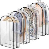 Happy Trend Çoklu Elbise Abiye Takım Kıyafet Kılıfı 60X100 cm | Transparan Şeffaf Pvc Gamboç | Uzun Elbise, Abiye, Takım, Gömlek, Ceket Koruma | Arkası Hava Alan Bez, Ön ve Yanlar Tamamen Şeffaf - Standart