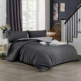 Happy Trend Ely Parker Tek Kişilik Nevresim Takımı-Kolay Ütü (90X190 Gri Lastikli Çarşaf+Çift Yönlü Yorgan Kılıfı+Yastık Kılıfı) Antrasit - Antrasit - Gri - Standart