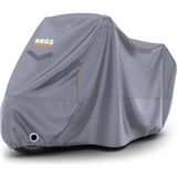 Happy Trend Haegs Motosiklet Brandası, Motor Kılıfı, Örtüsü Dış Mekan Motosiklet Örtüsü Su Geçirmez, Rüzgar, Toz Geçirmez, Motor Garaj Brandası, Kışa Dayanıklı (XXL:265X105X125 Cm) - Gri - Standart