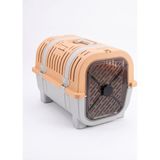 Happy Trend Home Kedi Taşıma Çantası Plastik Kafes Kilitlenebilir Kapaklı Havalı Taşıma Kabı Kedi Köpek Taşıma Box Güvenli Pet Taşıma Kafesi Seyahat Çantası (Açık Gri-Bej) - Açık Gri - Bej - Standart