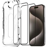 Happy Trend iPhone 14 Pro Uyumlu Hizalama Aparatlı Koruyucu Cam Takılırken Camın Altında Kesinlikle Toz Bırakmayan Tam Koruma Sağlayan Pürüzsüz Lazer Kesim Premium Ekran Koruyucu Kırılmaz Cam