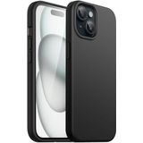 Happy Trend iPhone 15 Plus Uyumlu içi Kadife Lansman Liquid Silicone kılıf Şok Emici Full Kasa Koruma Sağlayan Kılıf Siyah