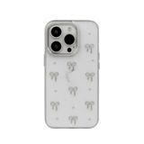 Happy Trend iPhone 16 Uyumlu Kılıf Fiyonk Desenli Şeffaf Simli Gümüş Kamera Çıkıntılı çok Şık Kapak (iphone_16e)