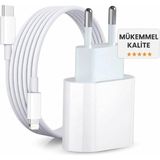 Happy Trend iPhone Hızlı Şarj Aleti 8 x Xs Xr 11 12 13 14 Pro Max Mini Plus Uyumlu 20W Gerçek Güç Pd Qc 4.0 Destekli Hızlı Şarj Adaptörü ve Type-C To Lightning Kablo Seti - Beyaz