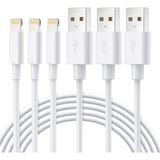 Happy Trend iPhone Şarj Kablosu 3 Paket 3ft USB Lightning Kablosu 2.4A Hızlı Şarj Kablosu Kablosu iPhone 14 Plus 13 12 11 Pro Max Xr Xs x 8 7 6 6s 5 5s Se iPad Air Pro Mini Için - Beyaz