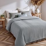 Happy Trend Kanepe, Koltuk ve Yatak Örtüsü - 200X220 cm -%100 Pamuk Iplik - Nefes Alır ve Yakmaz - Oturma Odası ve Yatak Odası Dekorasyonu - Orta Kalınlıkta Pamuk Battaniye - Boho Tasarım - Antrasit