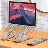 Happy Trend Katlanabilir Alüminyum Laptop Standı – 13 Kademeli Yükseklik Ayarlı, Telefon Tutuculu, Taşınabilir, Ergonomik, Isı Dağıtıcı, Kaymaz Silikon Destekli Notebook Sehpası - Standart